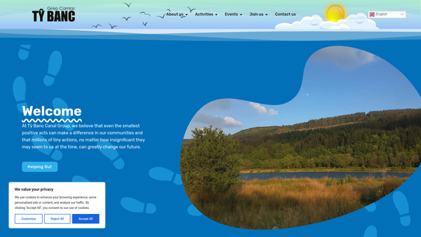 Screenshot of the Ty Banc Canal Group website