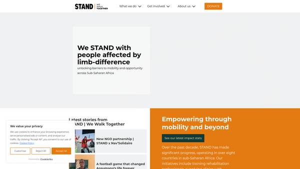 Screenshot of the Stand website
