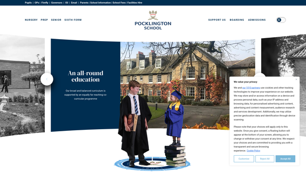 Screenshot of the The Pocklington School Foundation website