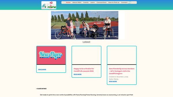 Screenshot of the Frame Running Dragons Cardiff website