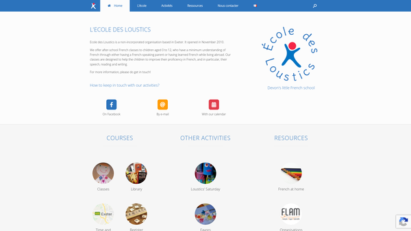 Screenshot of the Ecole Des Loustics website