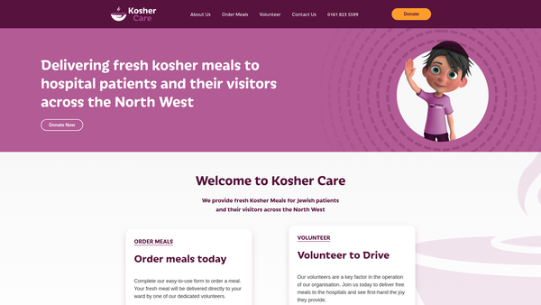 Screenshot of the Kosher Care M/c website