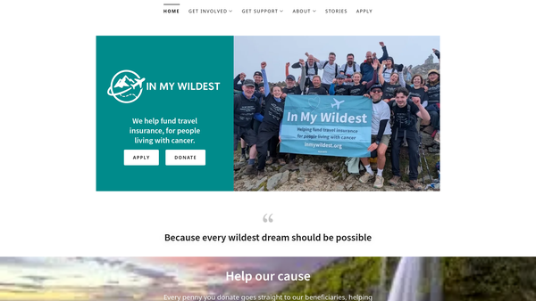 Screenshot of the In My Wildest website