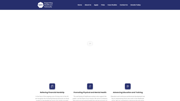 Screenshot of the Supporting Healthcare Nationally website
