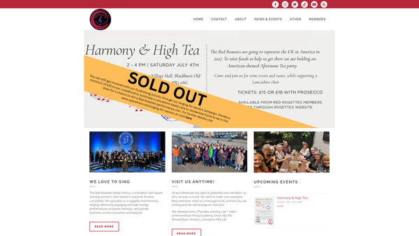 Screenshot of the Preston Ladies Barbershop Singers website