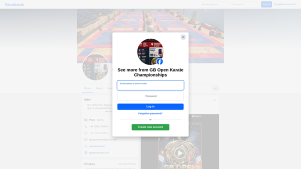 Screenshot of the GB Open Karate Ltd website