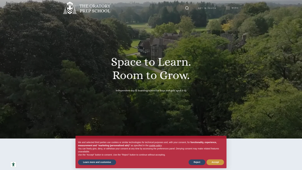 Screenshot of the Friends Of The Oratory Prep School website