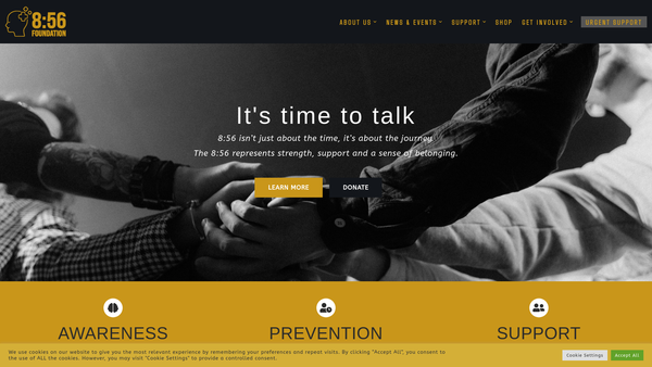 Screenshot of the 8:56 Foundation website