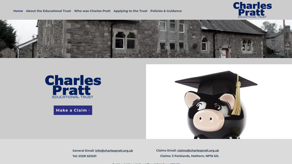 Screenshot of the Charles Pratt Educational Trust website