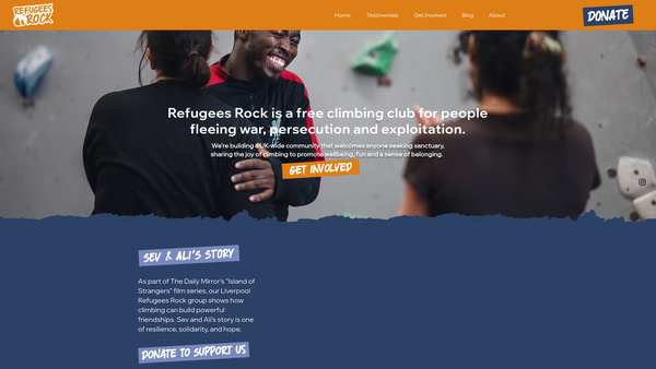 Screenshot of the Refugees Rock website