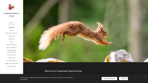 Screenshot of the Upper Coquetdale Red Squirrel Group website