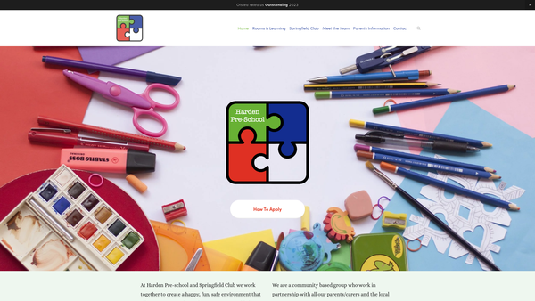 Screenshot of the Harden Pre-School website