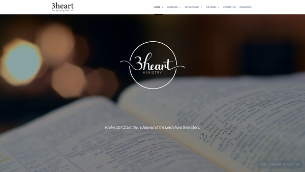 Screenshot of the 3heart Ministry website