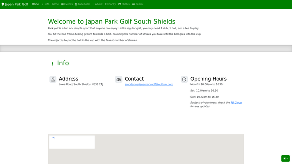 Screenshot of the Sanddancer Community Japan Park Golf, South Shields, Tyne And Wear website
