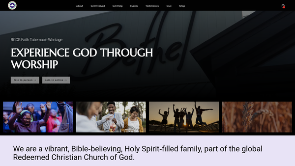 Screenshot of the Rccg Faith Tabernacle website