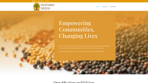 Screenshot of the Mustard Seeds website