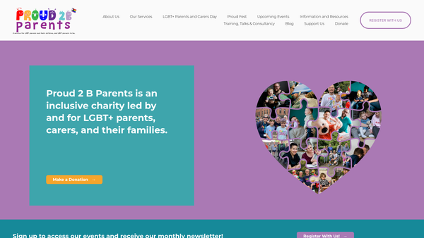 Screenshot of the Proud 2 B Parents website