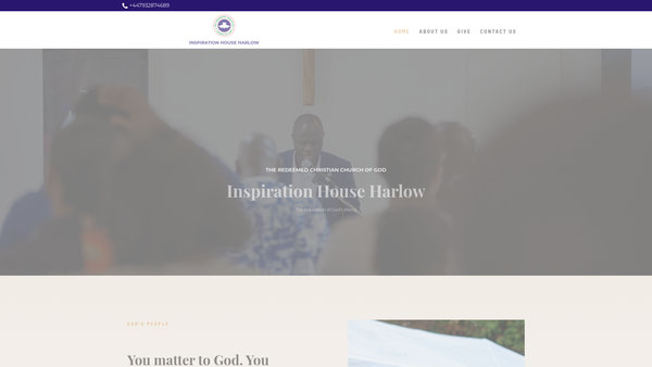 Screenshot of the The Redeemed Christian Church Of God Inspiration House Harlow website