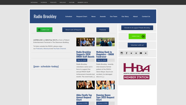 Screenshot of the Radio Brockley website