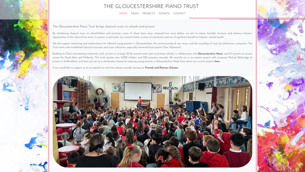 Screenshot of the The Gloucestershire Piano Trust website