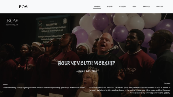 Screenshot of the Bournemouth Worship Group website