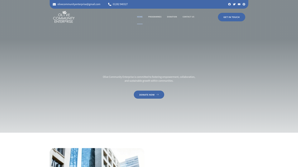 Screenshot of the Olive Community Enterprise website