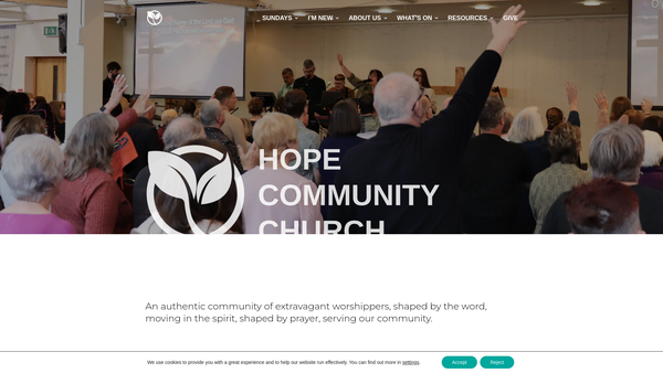 Screenshot of the Hope Community Church website