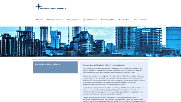 Screenshot of the The Building Safety Alliance website