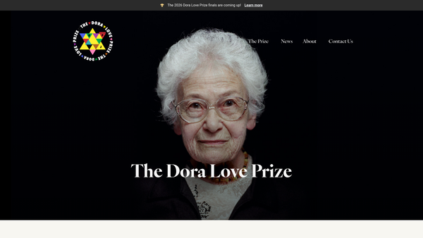 Screenshot of the The Dora Love Prize website