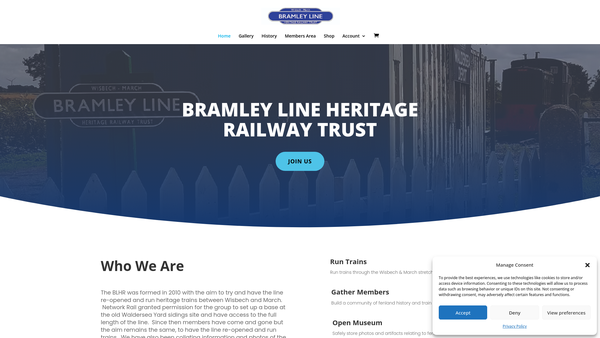Screenshot of the Bramley Line Heritage Railway Trust website