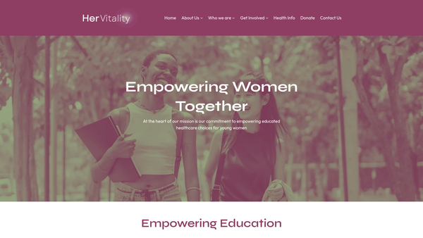 Screenshot of the Hervitality website