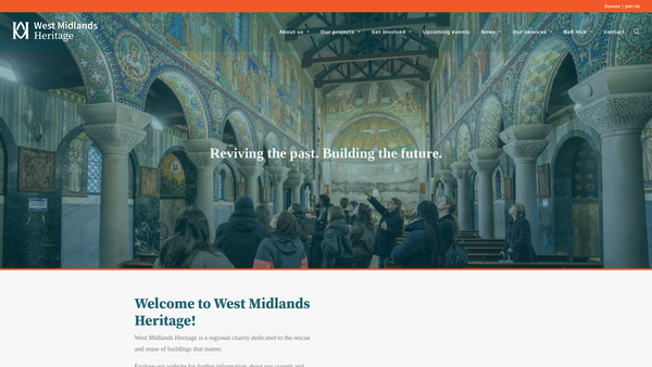 Screenshot of the West Midlands Heritage Trust website