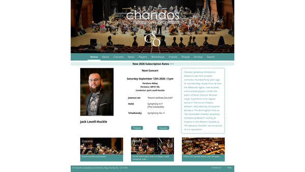 Screenshot of the Chandos Symphony Orchestra website