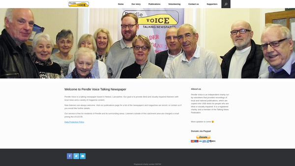 Screenshot of the Pendle District Talking Newspaper Association website