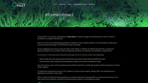 Screenshot of the Canopy Pact website