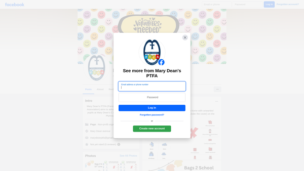 Screenshot of the Mary Dean's PTFA website