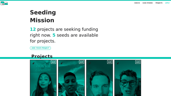 Screenshot of the Justsow Giving website