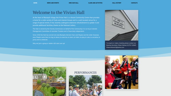 Screenshot of the The Vivian Hall website
