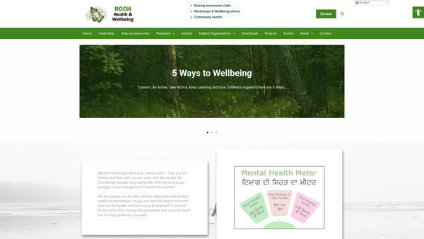 Screenshot of the Rooh Health & Wellbeing website