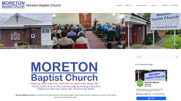Screenshot of the Moreton Baptist Church website