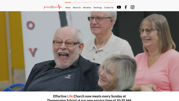 Screenshot of the Effective Life Church website