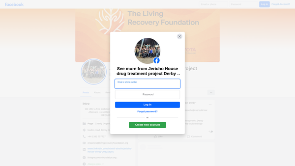 Screenshot of the The Living Recovery Foundation website