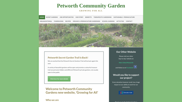 Screenshot of the Community Wellbeing Garden website