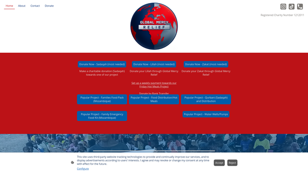 Screenshot of the Global Mercy Relief website