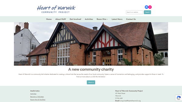 Screenshot of the Heart Of Warwick Community Project website