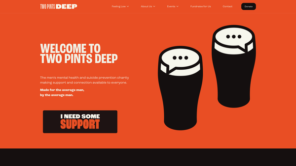 Screenshot of the Two Pints Deep website