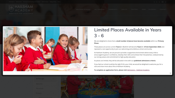 Screenshot of the Hcc Primary Academy PTA website