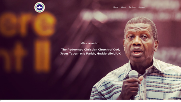 Screenshot of the Rccg Jesus Tabernacle Parish Huddersfield Ltd website