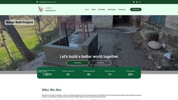 Screenshot of the Akifa Foundation website
