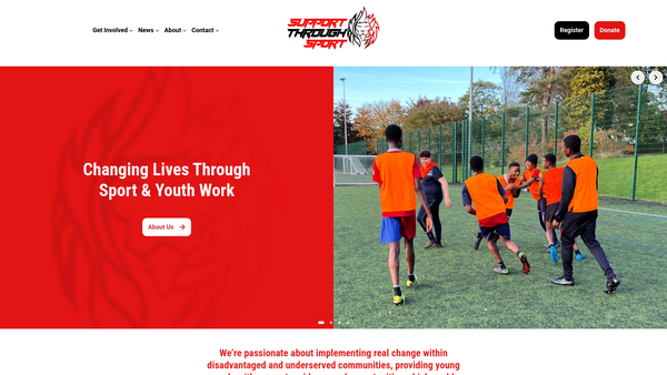Screenshot of the Support Through Sport website